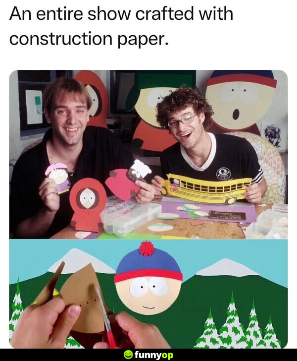 An entire show crafted with construction paper.