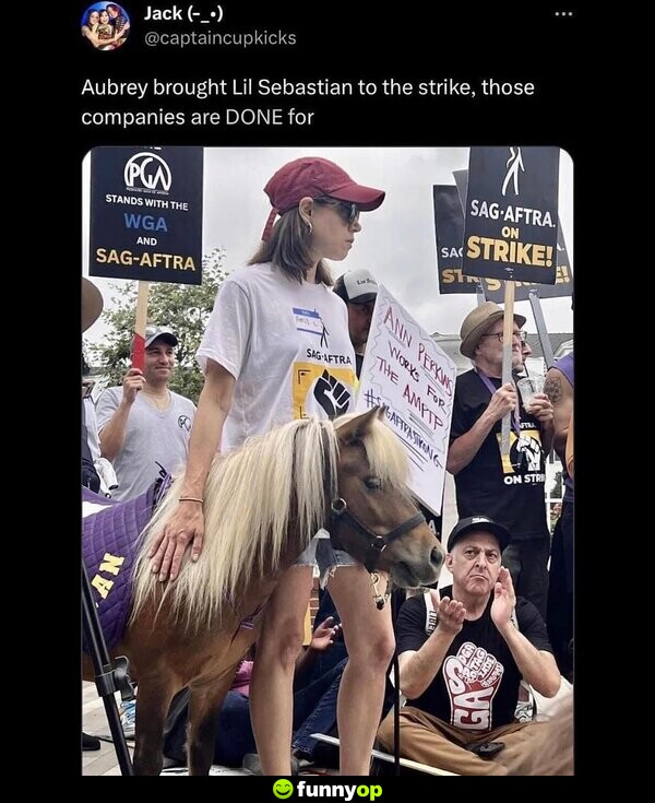 Aubrey brought Lil Sebastian to the strike, those companies are DONE for