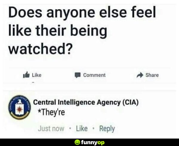 Does anyone else feel like their being watched? central intelligence agency cia they're.