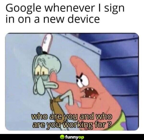Google whenever I sign in on a new device: Who are you and who are you working for?