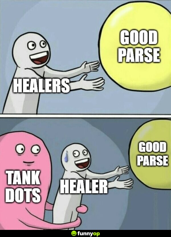 Healers good parse tank dots good parse.