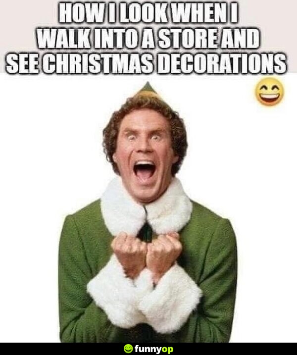 How I look when I walk into a store and see Christmas decorations.