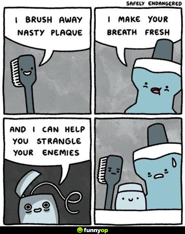 I brush away nasty plaque i make your breath fresh and I can help you strangle your enemies.