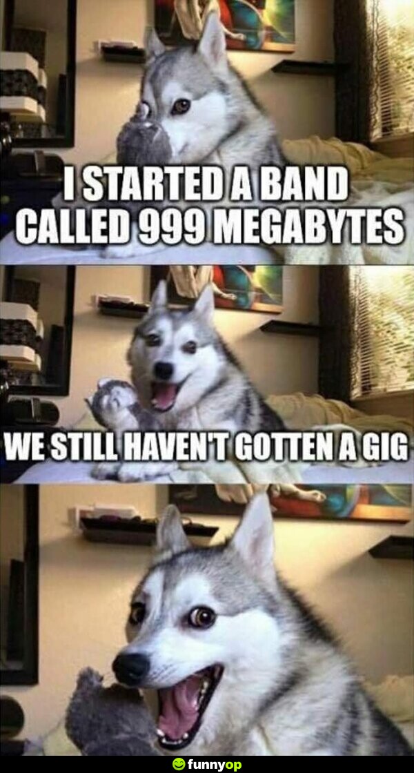 I started a band called 999 megabytes we still haven't gotten a gig.