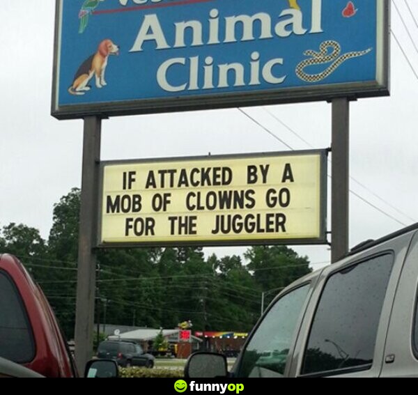 If attacked by a mob of clowns go for the juggler.