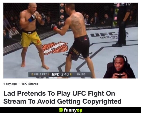 Lad pretends to play ufc fight on stream to avoid getting copyrighted.