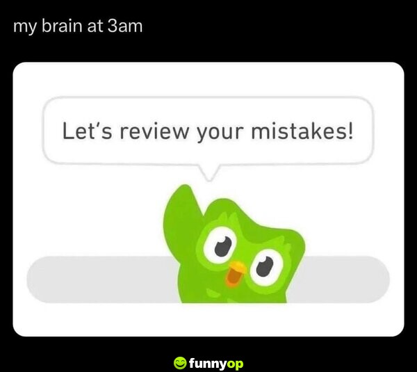My brain at 3am: Let's review your mistakes!