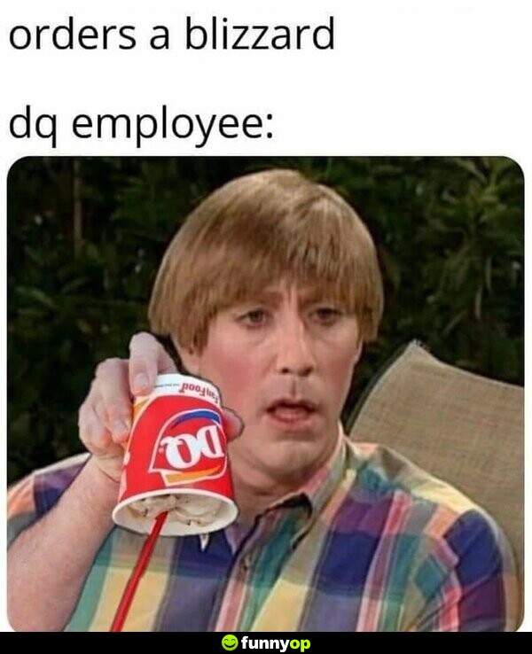 *Orders a Blizzard* DQ employee: