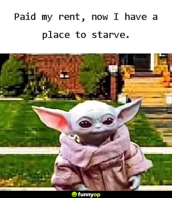 Paid my rent now I have a place to starve.