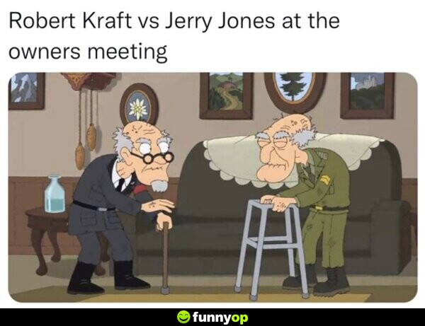 Robert kraft vs jerry jones at the owners meeting.