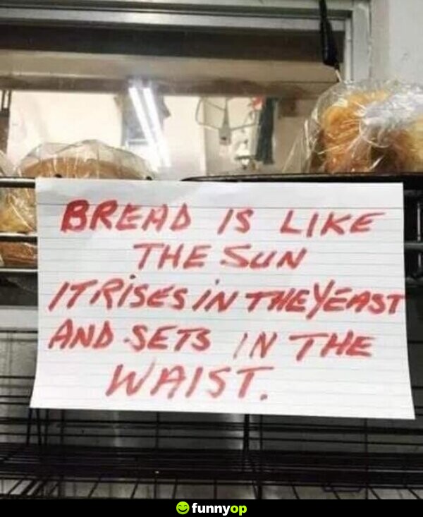 SiGN: Bread is like the sun. It rises in the yeast and sets in the waist.