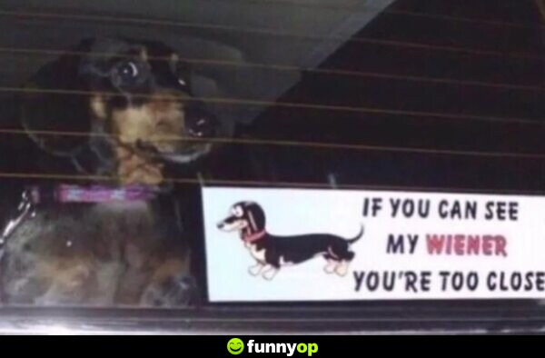 SIGN: If you can see my weiner you're too close.
