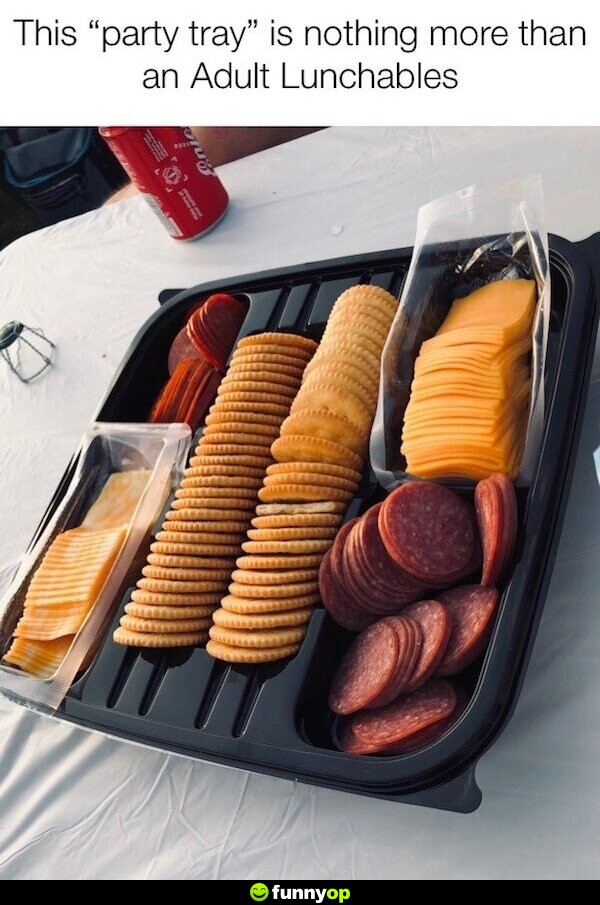 This party tray is nothing more than an adult Lunchables.