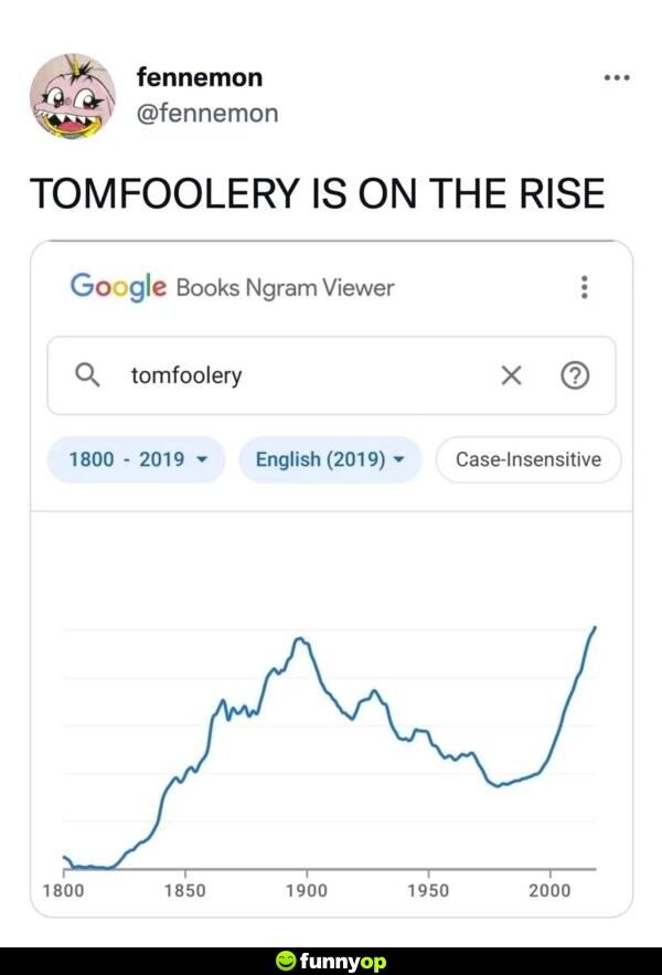 Tomfoolery is on the rise.