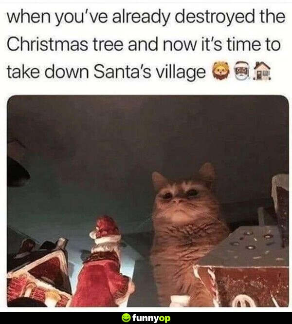 When you've already destroyed the Christmas tree and now it's time to take down Santa's village